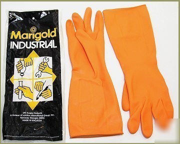 4-dozen marigold industrial G02T latex gloves small