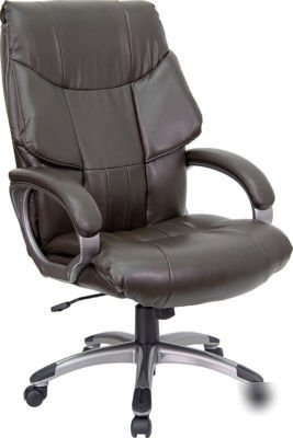 Brown high back leather computer office desk chairs