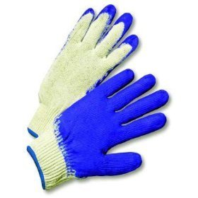 60 pairs string knit blue latex palm coated work glove