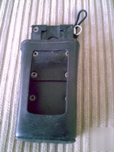 Leather heavy duty two-way radio holster steel swivel 
