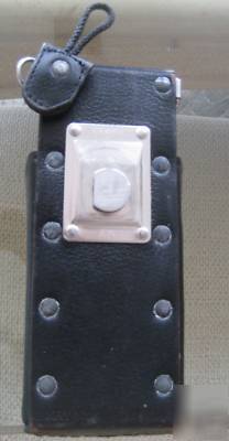 Leather heavy duty two-way radio holster steel swivel 