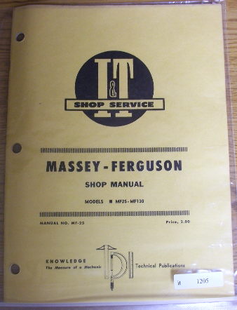 Massey ferguson MF25 MF130 tractor i&t shop manual