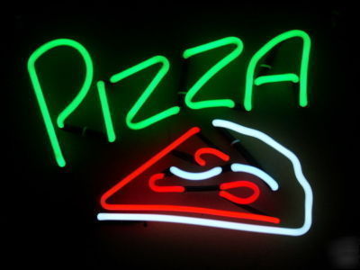 New large neon pizza business sign open in box T7