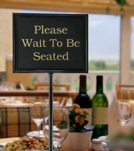 New teller message seated sign for restaurant hosts