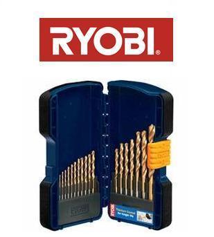 Ryobi titanium coated 19 piece hss drillbit set
