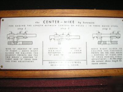 The center-mike by sorensen, hole center calipers