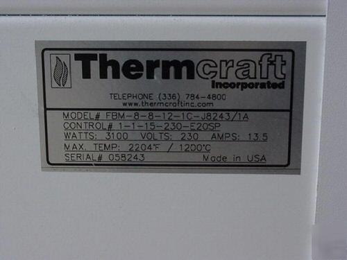 Thermcraft high temp furnace-fbm-8-8-12-1C - 1200C