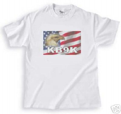 New ham radio t-shirt: eagle flag and call sign s-xxl 