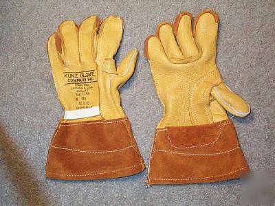 New kunz lineman's work gloves buckskin # 148 size 10 