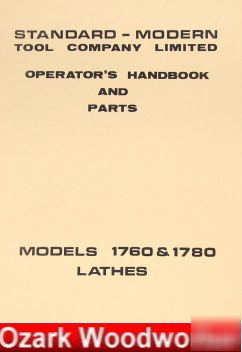 Standard-modern 1760 1780 metal lathe operator's manual