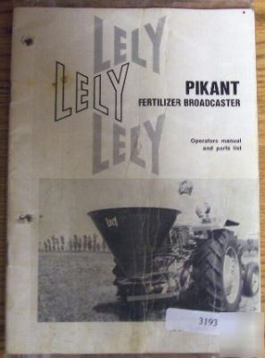 Lely pikant fertilizer broadcaster operator part manual