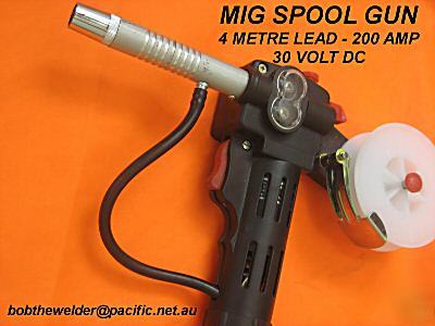Mig welding spool gun 200AMP 24V dc 4 mtr lead