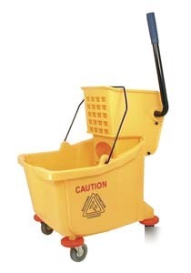 Mop bucket w/wringer, 36 quart bucket, , yellow