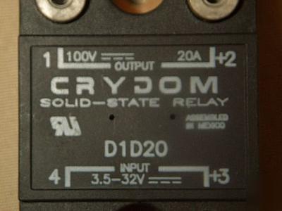 New crydom solid state relay D1D20 3-32 v 20A 100V out