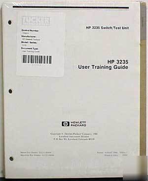 Agilent hp 3235 switch/test unit user training guide