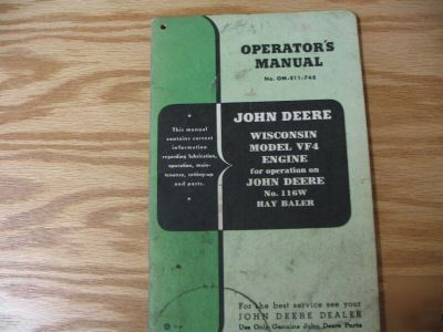 John deere wisconsin VF4 engine operators manual 116W