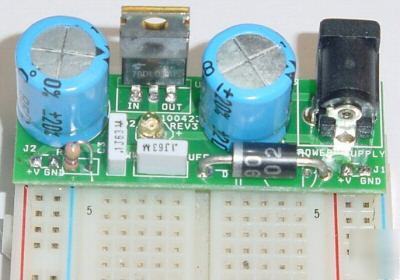 Power supply kit +5V to-220 7805 type regulator w/brdbd