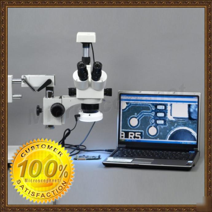 Zoom stereo microscope 5X-80X 3.0M cam. 2BAR boom stand