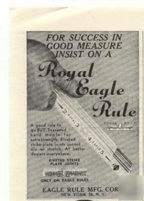 1949 ad royal eagle rule rivet maple wood measure ruler