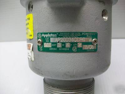 Appleton AR20034RS inlet/AP20034CDRS plug 200-amp 200A