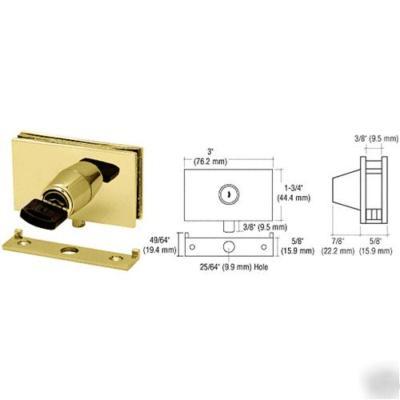 Brass square plunger lock with strike for glass doors 