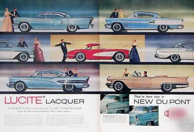 Du pont lucite lacuqer paint ~ vintage 1958 ad: gm cars