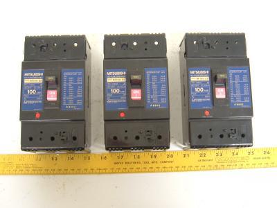 Lot of three (3) mitsubishi no-fuse breaker 100 amp.