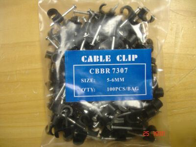 New 100 pcs bag cable clip 5-6 mm size, black 