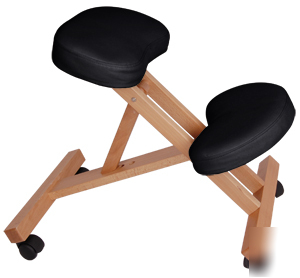 Wooden ergonomic kneeling posture massage office chair