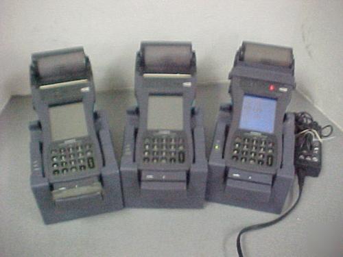 Lot of 3 casio handheld printer terminal it-3000 w/base