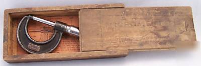 Vintage micrometer in wood box lufkin rule co