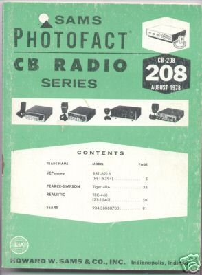 Sams photofact cb radio series cb-208 realistic trc-440