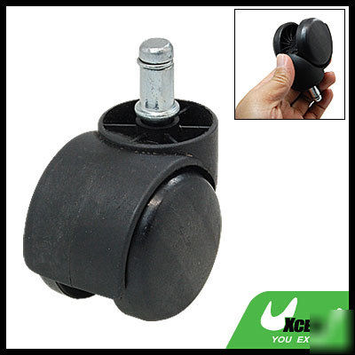 Twin wheel chair casters w grip ring connector black