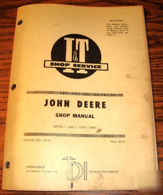 John deere 4320 4520 4620 tractor i&t service manual jd