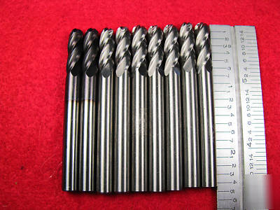 1/4 4 flute ballnose endmill carbide end mill 10 tools