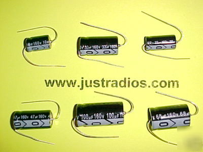 160V axial electrolytic capacitor kit (post WW2 sizes) 
