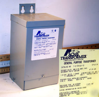 1 used acme t-2-53140-1S transformer 1KVA 1PH 