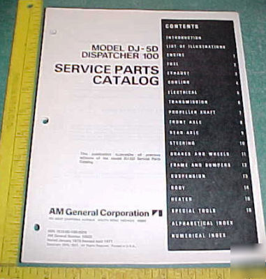 1977 am gen postal jeep dj-5D 100 illus parts catalog