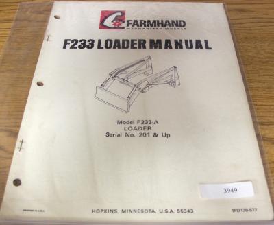 Farmhand F233-a loader operators parts manual