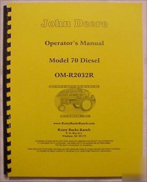John deere model 70 diesel operator's manual