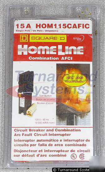 New square d HOM115CAFI circuit breaker, 15 amp, 