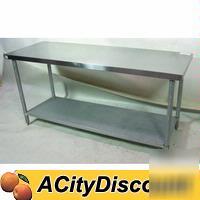 Used sanisafe 72X24 stainless work prep utility table