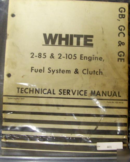 White 2-85 2-105 tractor engine clutch service manual