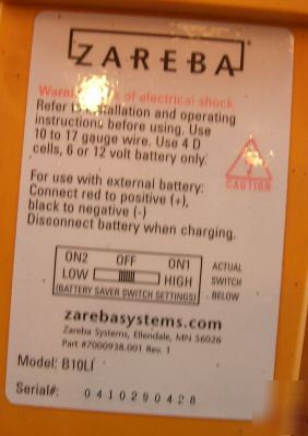 Zareba B10LI electric fence controller battery oper.