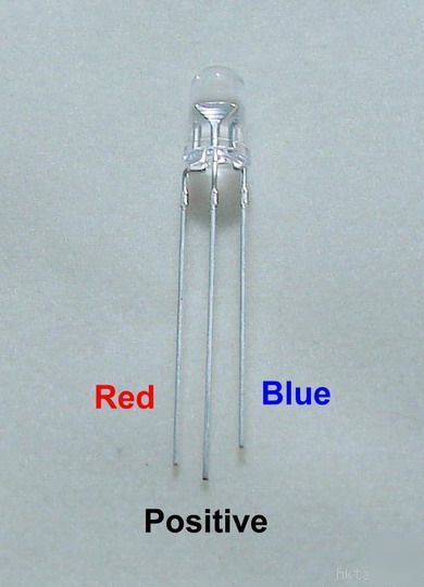15X blue / red 5MM 3 lead led bulb free resistors
