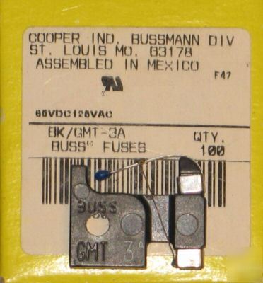 Bussman bk/gmt-3A fast-acting fuse lot of 100 free ship