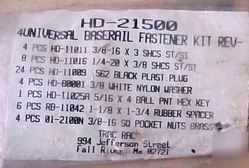 Universal base rail fastener kit hd 21500 trac rac