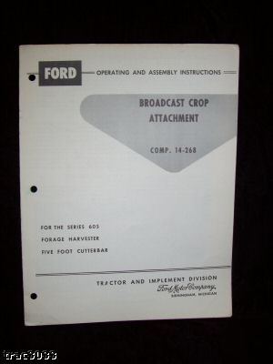 Ford 605 broadcast crop attachment operator's manual