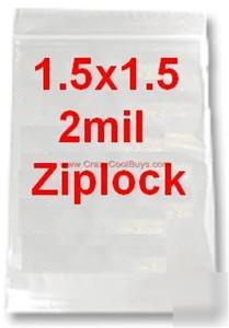 10000 1.5X1.5 2MIL clear ziplock bag 10,000 baggie 1.5
