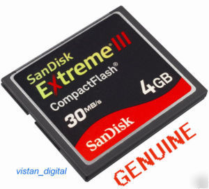 4GB compactflash cf card san disk extreme iii 30MB/s 